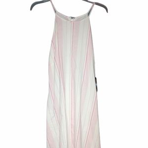 New York & Company pink and white strip dress XL